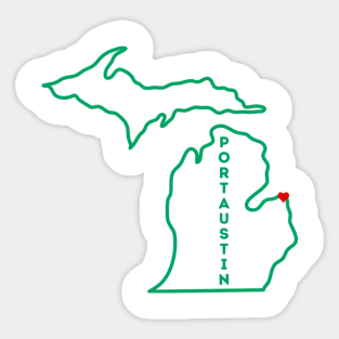 Port Austin MI Love (green) Sticker